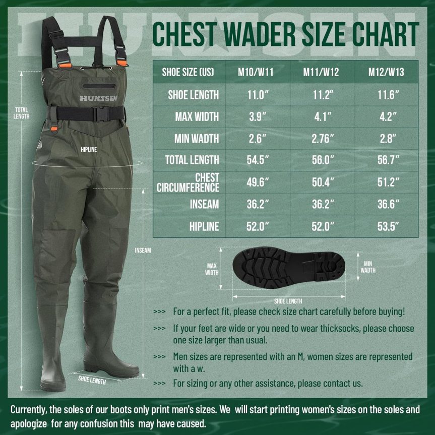 Fishing Waders for Men Women - 2-Ply Nylon/PVC Waterproof Hunting Chest Waders with Boot Hanger&Phone Case, Size10-12 - Image 5