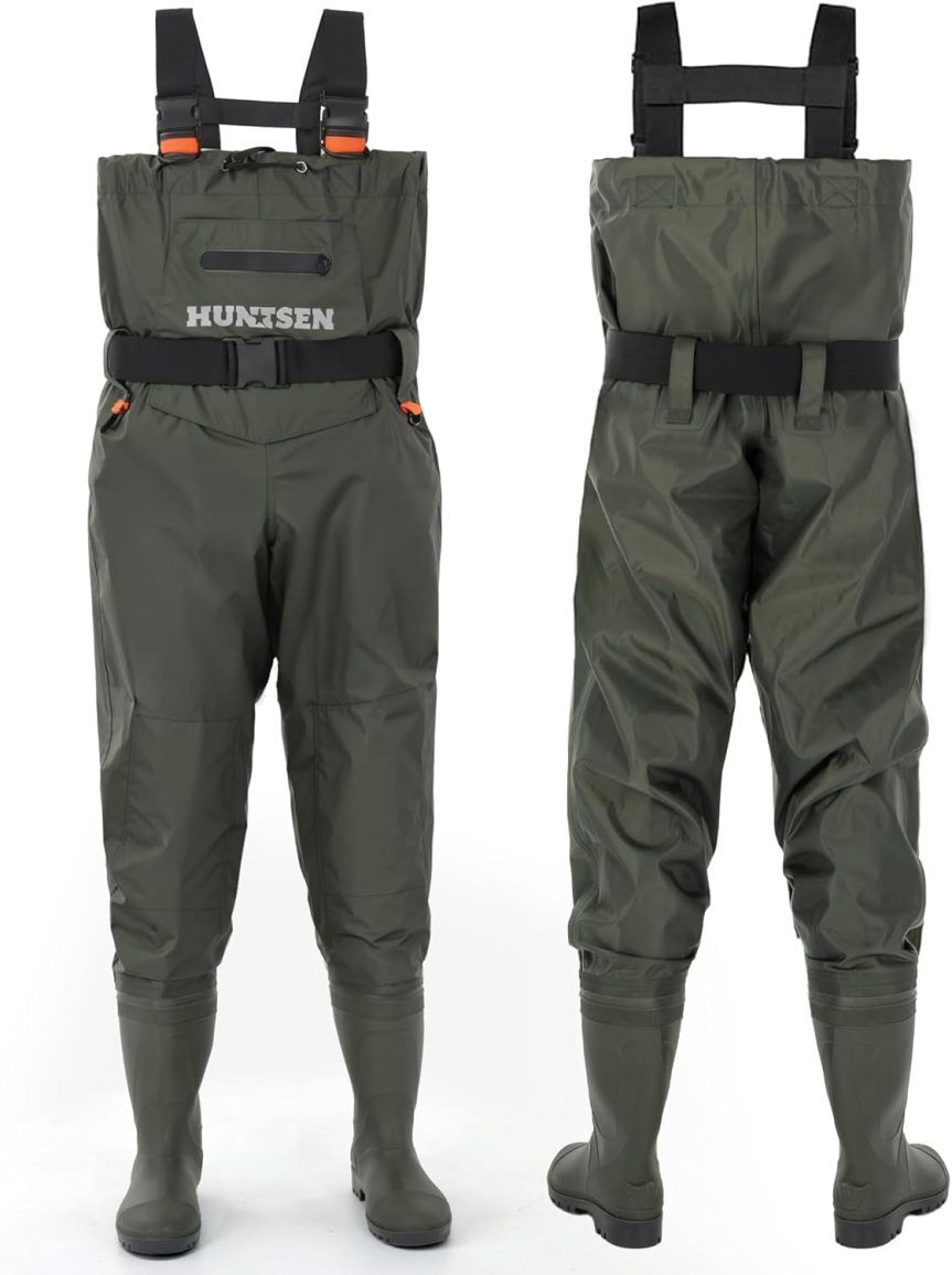 Fishing Waders for Men Women - 2-Ply Nylon/PVC Waterproof Hunting Chest Waders with Boot Hanger&Phone Case, Size10-12 - Image 7