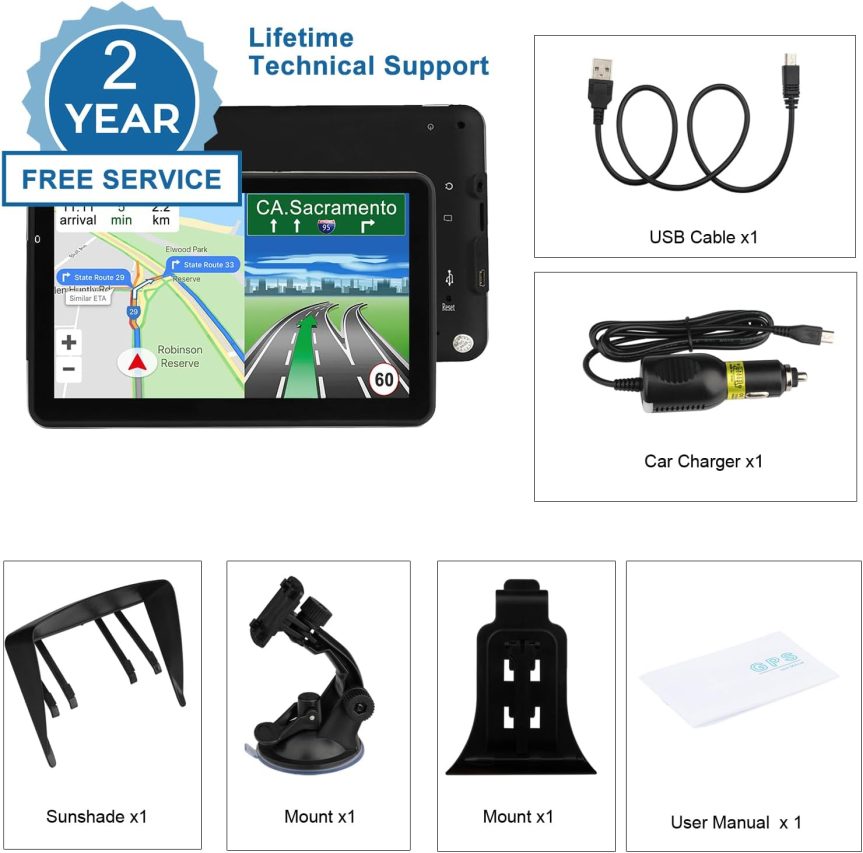 GPS Navigation for Car Truck Navigator Latest Maps 7 Inch Touch Screen Vehicle GPS Commercial Trucker Navigation Voice Speeding Warning Free Lifetime Update of World Maps - Image 7
