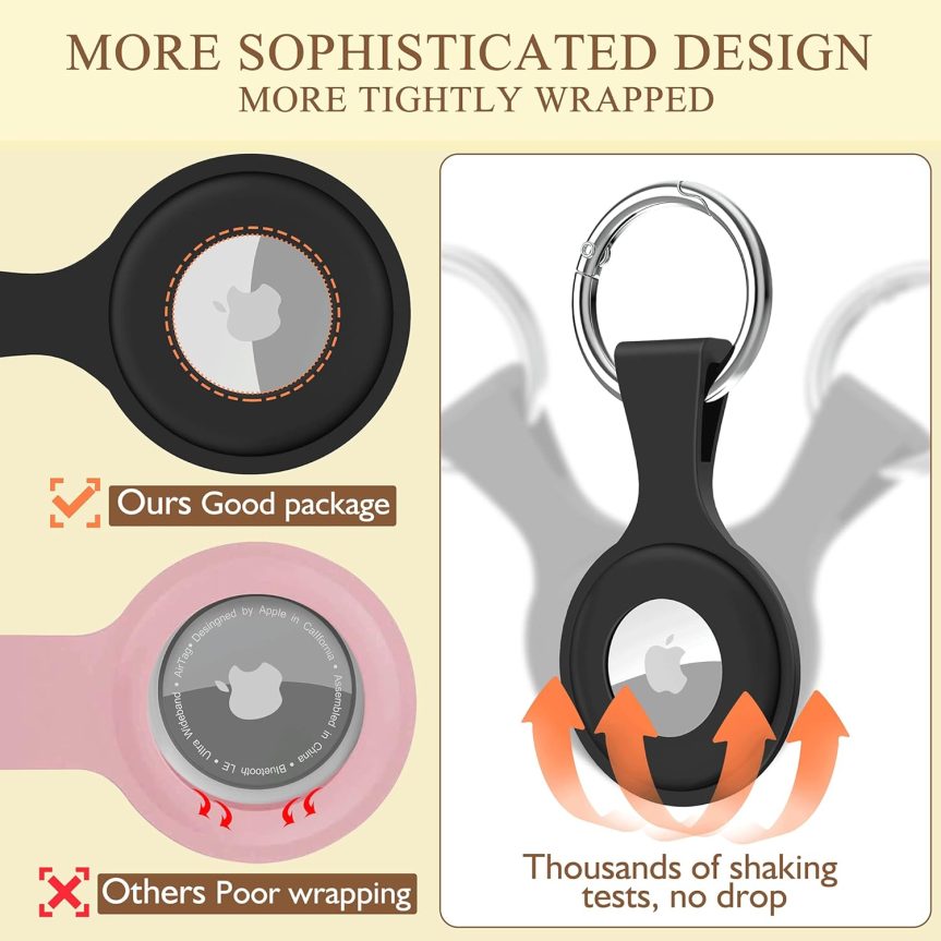 Upgrade 4 Pack AirTag Holder with Keychain, AirTag case with Anti-Lost Keychain - Image 2