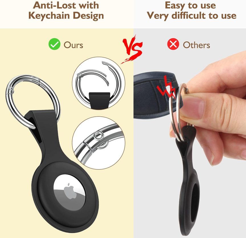 Upgrade 4 Pack AirTag Holder with Keychain, AirTag case with Anti-Lost Keychain - Image 3