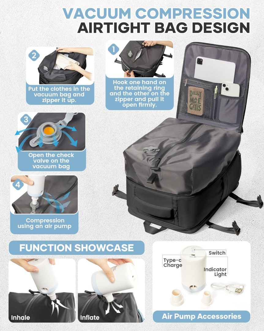 WONHOX Travel Backpack for Women Men, Laptop Backpack with Shoe Compartment,Waterproof Hiking Carry on Backpack - Image 2