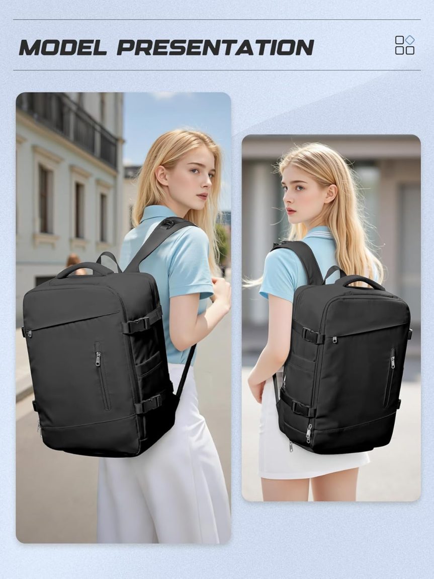 WONHOX Travel Backpack for Women Men, Laptop Backpack with Shoe Compartment,Waterproof Hiking Carry on Backpack - Image 7